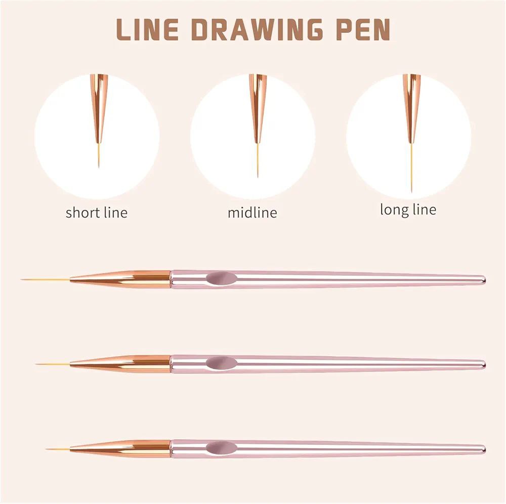 Set de 3 pinceles striper Ideal para realizar lineas, trazos finos, arabescos y diversas decoracione